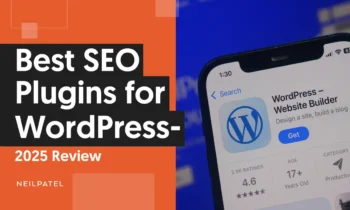 A graphic that says "Best SEO plugins for WordPress - 2025 Review."