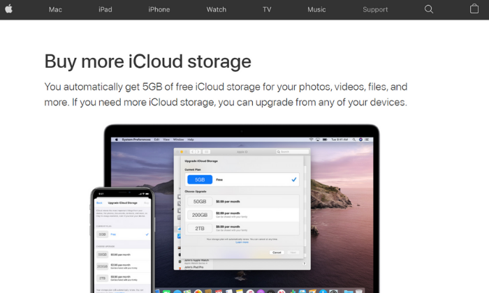 Apple iCloud splash page for Best Cloud Storage Services