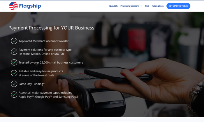 Flagship Merchant Services splash page for Best Merchant Services