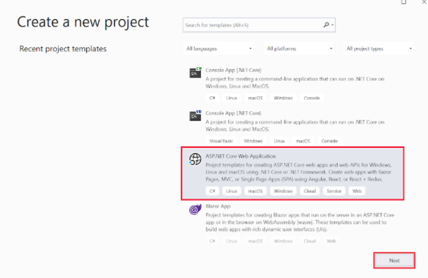 How to set up a Blazor project - create a new project