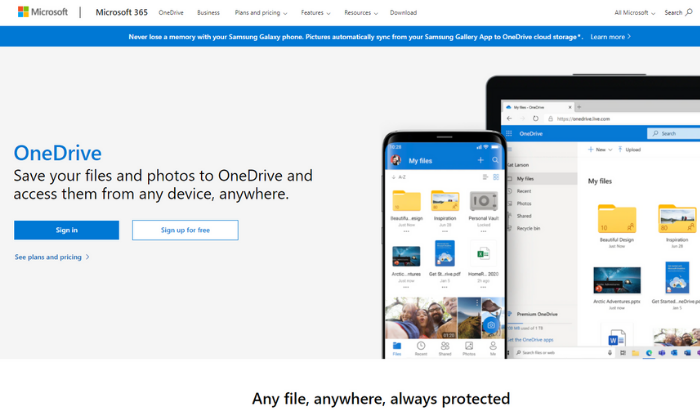 microsoft onedrive cloud backup