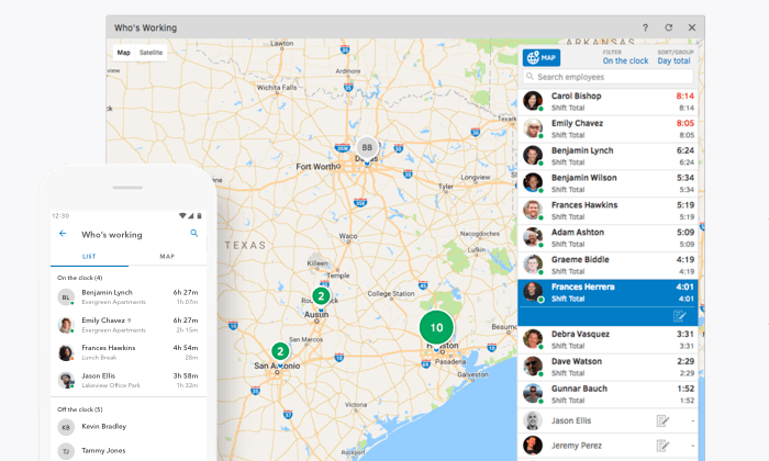 QuickBooks time GPS tracking map for Best Time Tracking Software