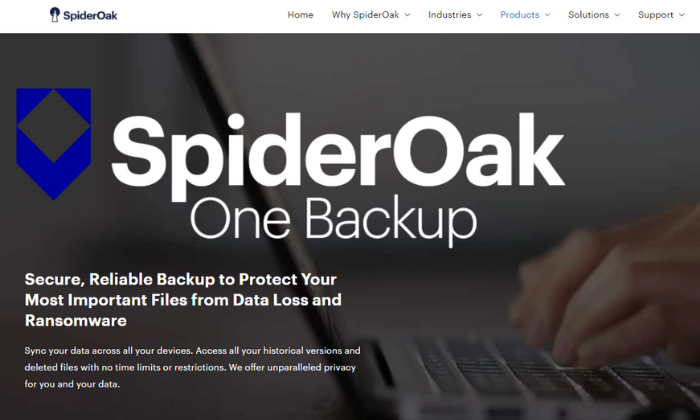 SpiderOak One splash page for Best Cloud Storage Services