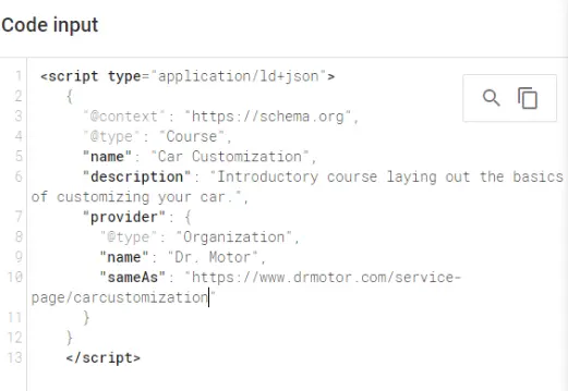 Schema markup on Google.