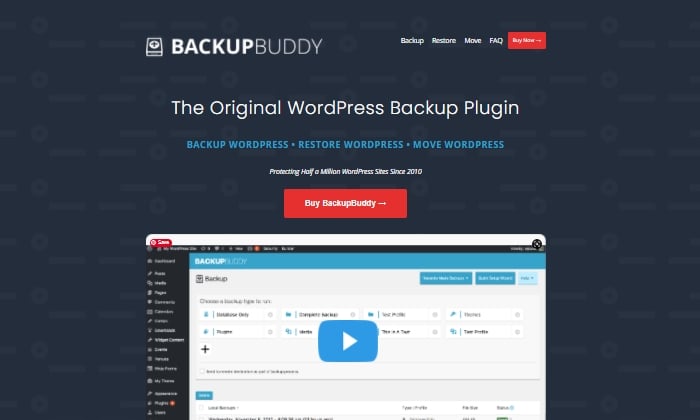 BackupBuddy main page for Best WordPress Backup Plugins