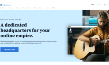 Bluehost main page for Best Dedicated Hosting