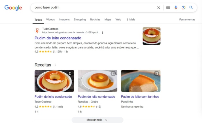pesquisa por imagem: como fazer pudim