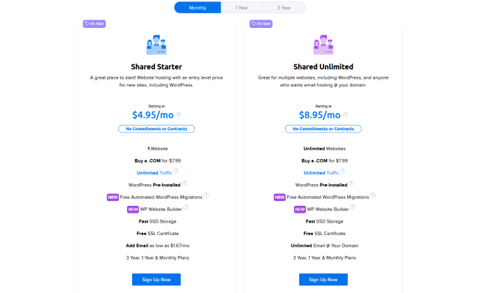 DreamHost monthly pricing for Best Shared Hosting