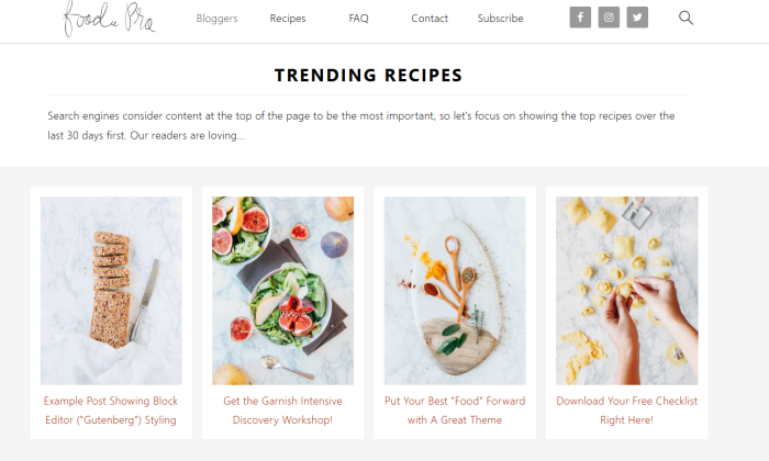 Foodie Pro demo page for Best WordPress Themes