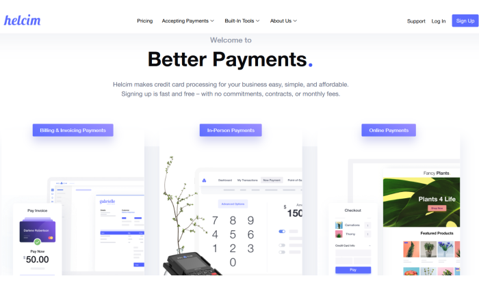 Helcim splash page for Best Merchant Services