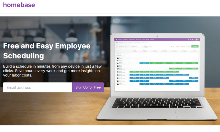 Homebase splash page for Best Employee Scheduling Software