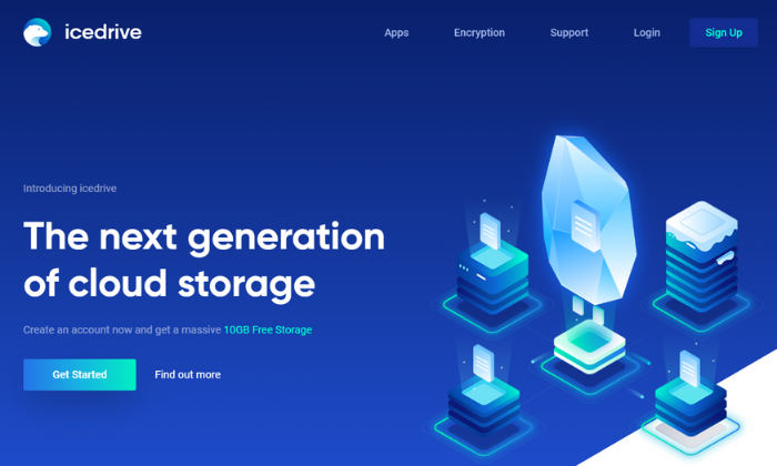 IceDrive splash page for Best Cloud Storage Services