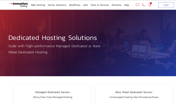 InMotion Hosting main page for Best Dedicated Hosting