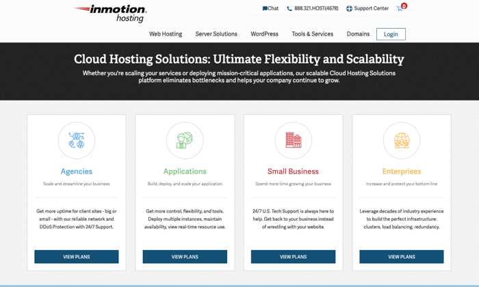 InMotion Hosting main page for cloud for Best Cloud Web Hosting