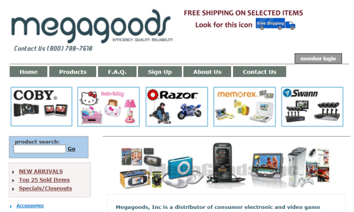 MegaGoods splash page for Best Dropshipping Companies