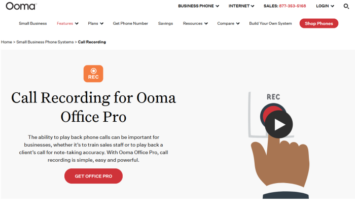 Ooma call recording capability for Best Call Recording Software