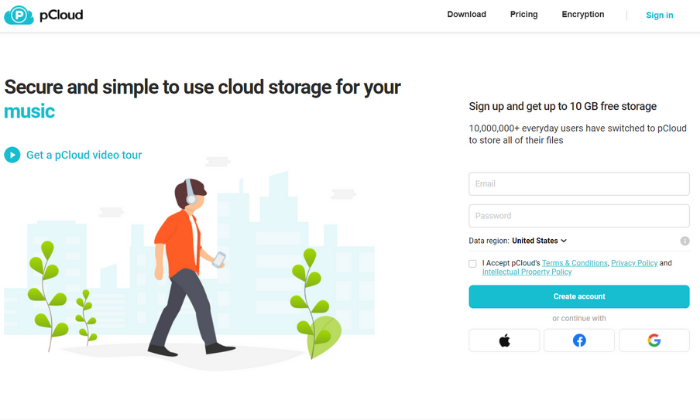 pCloud splash page for Best Cloud Storage Services