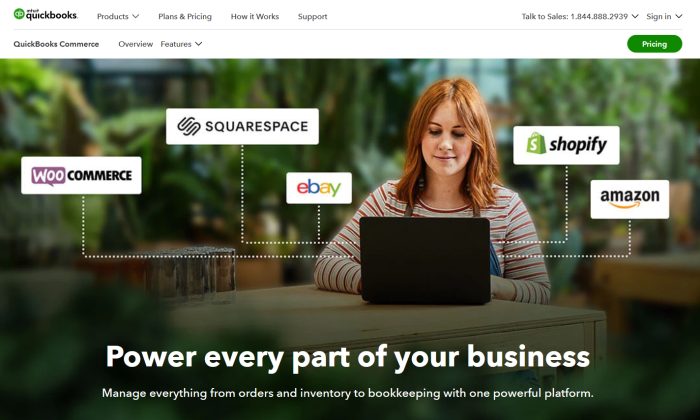 QuickBooks Commerce main splash page for Best Inventory Management Software