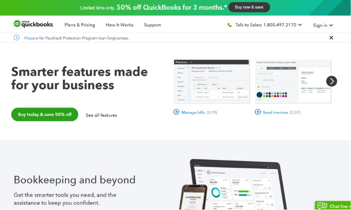 QuickBooks splash page for Best Accounting Software