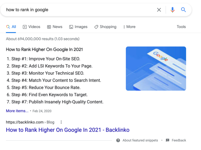 how to rank in google - top SERP