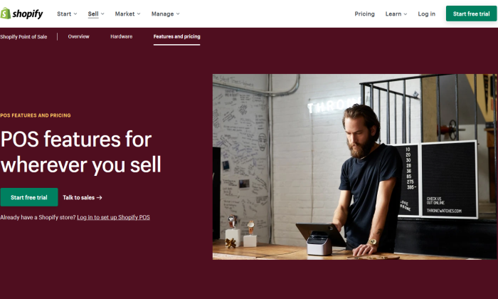 Shopify point of sale features page for Best POS Systems