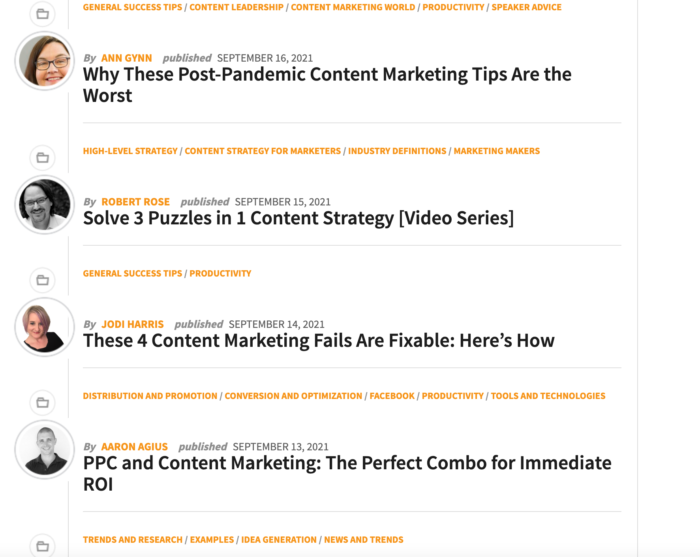 top marketing blogs - content marketing institute blog front page