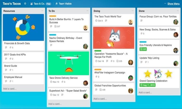 Trello board example for Best Task Management Software
