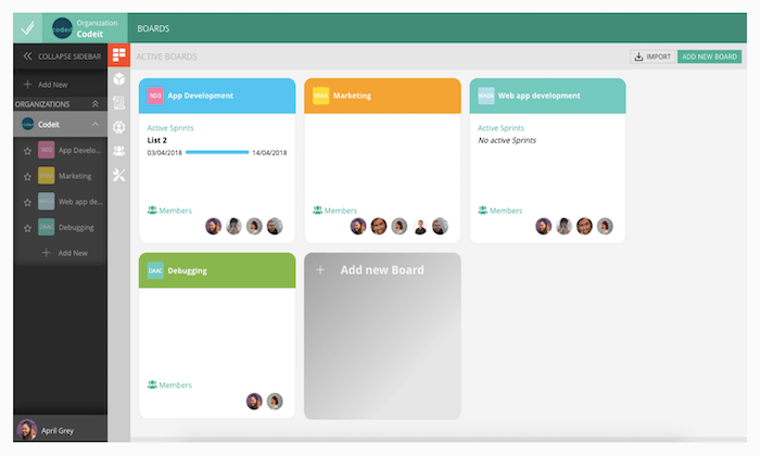 VivifyScrum interface for Best Agile Project Management Software