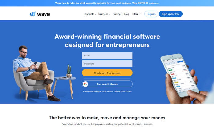 Wave splash page for Best Accounting Software