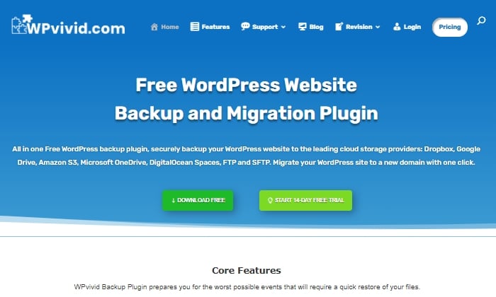 WPvivid main page for Best WordPress Backup Plugins