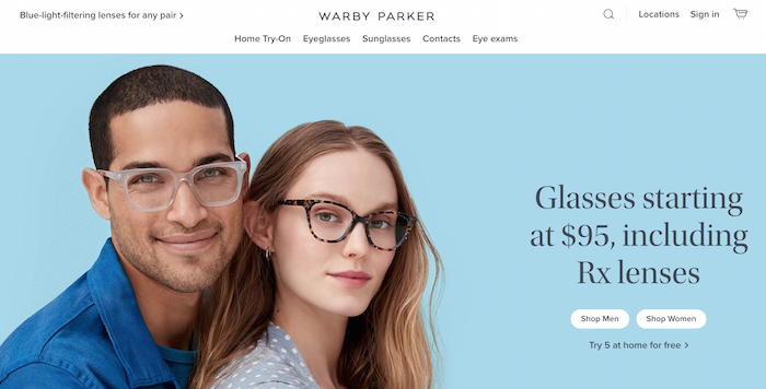 Ejemplos de marcas D2C - Warby Parker