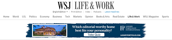 Lifestyle Content Ad On WSJs Life And Work Section. 