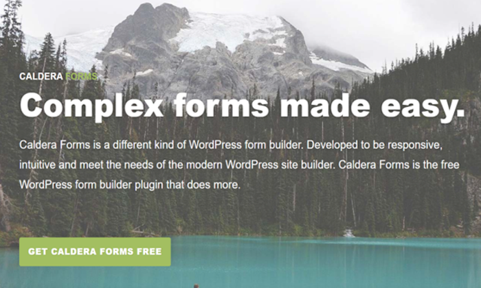 Caldera Forms homepage for Best Form Plugin for WordPress