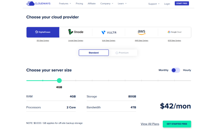 Cloudways custom plan pricing for Best Web Hosting Services