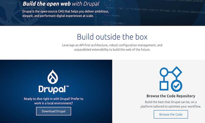  Drupal nabízí stránku pro nejlepší systémy pro správu obsahu