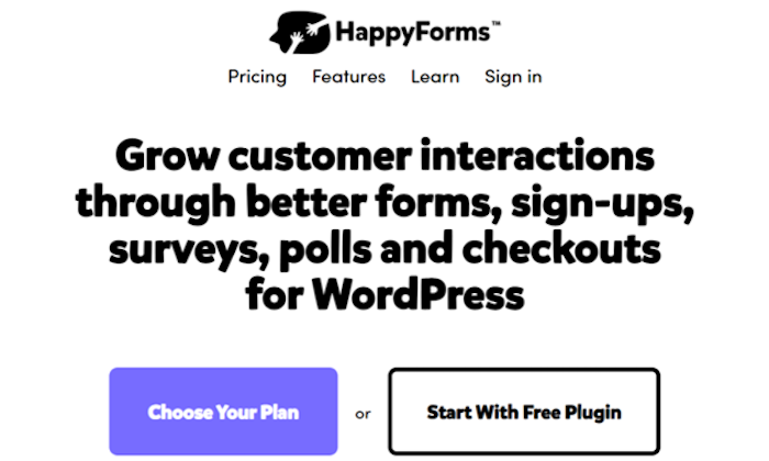 HappyForms homepage for Best Form Plugin for WordPress