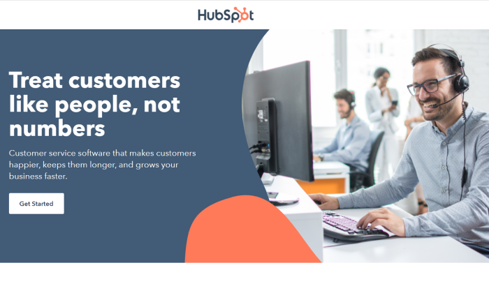 HubSpot main page for Best Customer Service Software