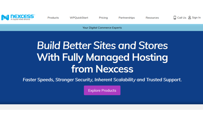 Nexcess main page for Best Web Hosting Services