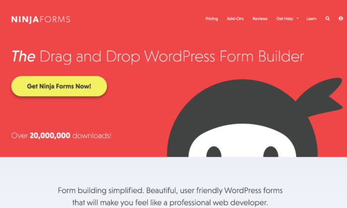 Ninja Forms homepage for Best Form Plugin for WordPress