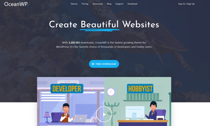 OceanWP main page for Best Ecommerce WordPress Themes
