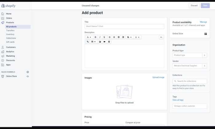 Shopify add product for How to Create an Ecommerce Website