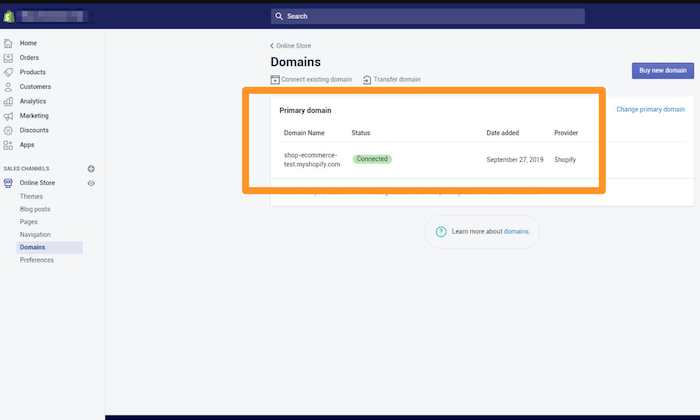 Shopify domain settings and management for How to Create an Ecommerce Website