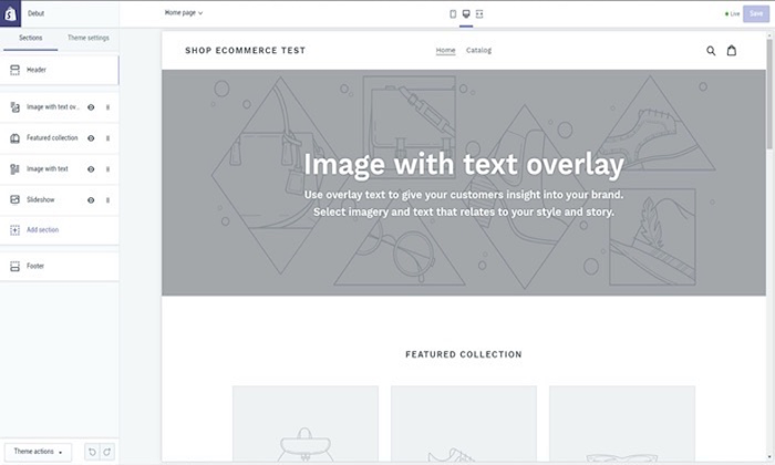 Shopify page editor for How to Create an Ecommerce Website