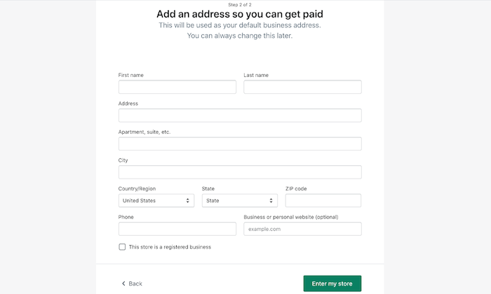 Shopify sign up form for How to Create an Ecommerce Website