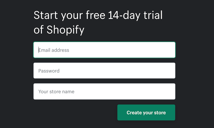 Shopify 14-day free trial for How to Create an Ecommerce Website