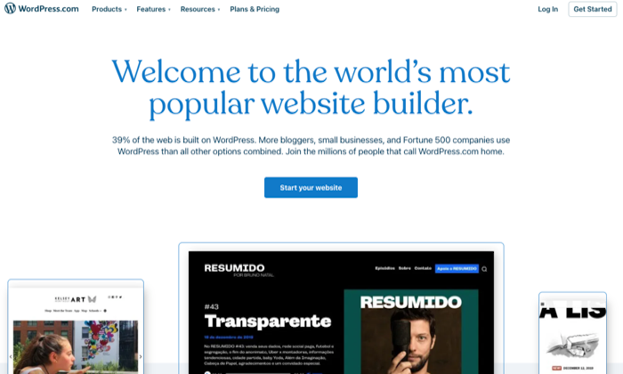 WordPress.com builder page for Best Free Web Hosting