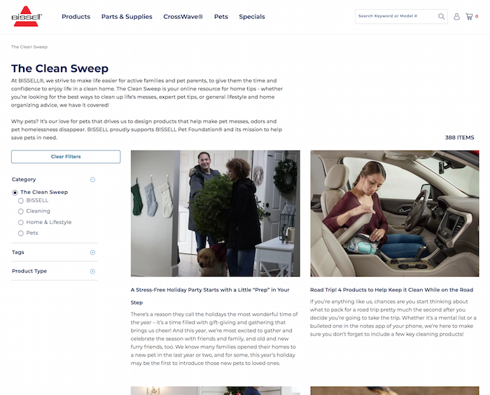 Examples of Sites With Good Content - Bissell