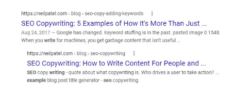 A historical example of keyword cannibalization.