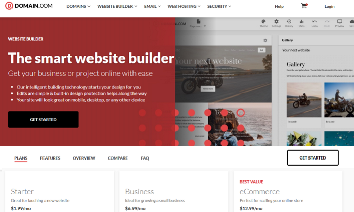 Domain.com site builder för bästa domänregistratorer