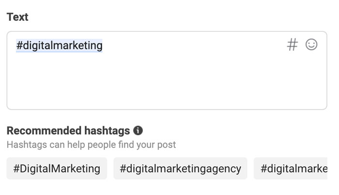 Facebook Business Suite recommended hastags